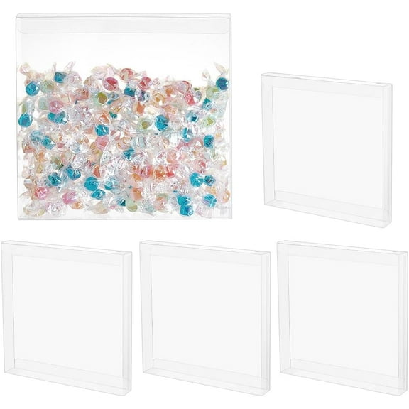 10pcs Transparent Plastic PVC box Gift Packaging Waterproof Folding box Square 20x20x2cm