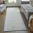 thumbnail image 2 of Feizy Jemma Transitional Plaid, Blue/Brown/Ivory, 2'6" x 8' Runner Stain Fade Resistant Handmade Rustic Floor Rug for Living room Bedroom, 2 of 7