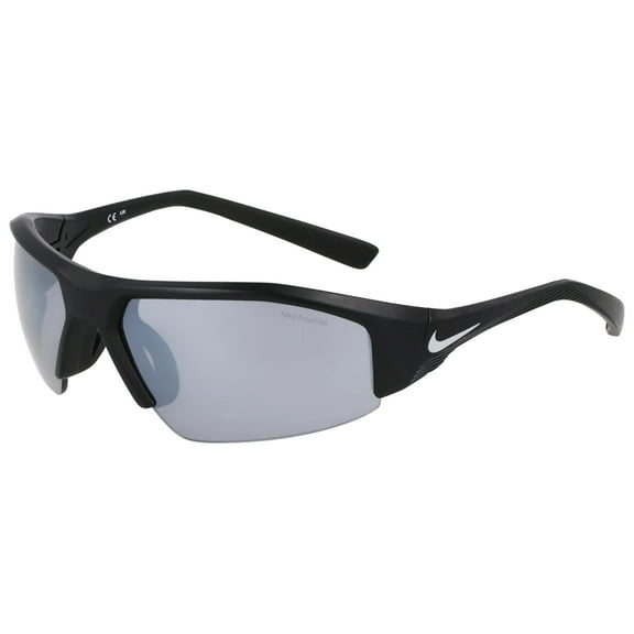 Nike Men's Skylon Ace 22 Polarized Black Semi-Rimless Wrap Sunglasses Black   NKFV1507-010