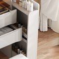 thumbnail image 4 of 3-in-1 Flip Mirror Vanity Desk with Lights & Storage, Makeup Dressing Table with Adjustable LED, Side Sliding Tray and Stool, Space-Saving Furniture for Bedroom, 4 of 8