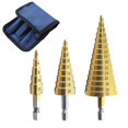 thumbnail image 1 of Lishi Acier à Haute Vitesse Titane Étape Foret Ensemble (3pcs) avec Pochette - Impact Driver Compatible, 1 of 5