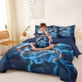 thumbnail image 3 of Feelyou Thunder Lightning Dragon Bedding Comforter Set for Men Boys, Storm Animal Queen Bedding Sets, Blue Golden, Black Reversible, 7pcs, 3 of 7