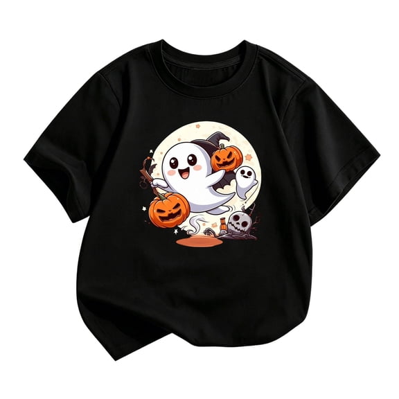Weebloom Kids Halloween Tee Shirts For Boy Girl Cute Pumpkin Graphic Funny Short Sleeve Spooky Season Tees Toddler Clothes,Size 2-14 Y