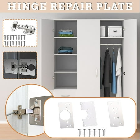 

Mittory Gift for Women Men Cabinet Hole Hinge Repair Plate Kit Corrosion-resistant Stainless Steel Plate Repair Bracket Easy-to-install Hinge