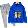 thumbnail image 3 of Ropa para niños de Disney con dibujos animados de animales y Simba, traje de algodón para niñas, sudaderas con capucha y pantalones de El Rey León de dibujos animados, conjuntos casuales de 2 piezas p, 3 of 5