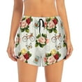 thumbnail image 2 of Xecao's Vintage Bike Flower Butterfly for a double-layer running short for women, perfect for gym, tennis, and more, featuring a convenient pocket., 2 of 9