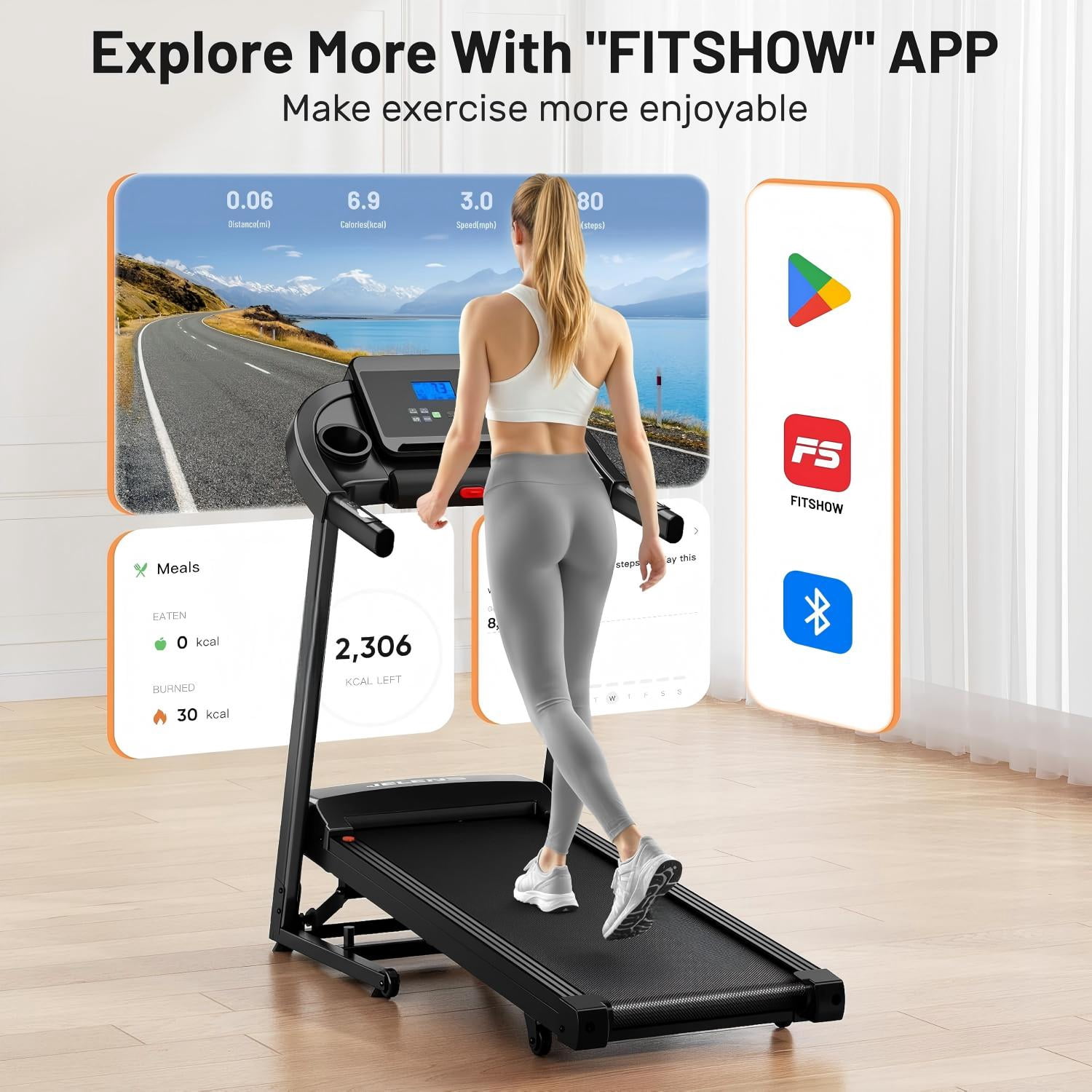 3.0 HP Folding Treadmill for Home with 0-15% Auto Incline,330-440lbs Capacity Portable Treadmill Compact Foldable Walking Pad Treadmills with 7.5 MPH Speed