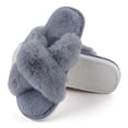 thumbnail image 2 of FAMITION Women's Fuzzy slippers Cross Band Soft Plush Cozy House Slippers Indoor and Outdoor Shoes, 2 of 7