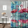 thumbnail image 2 of Orinice  Animal Shower Curtain, Flamingos Love Birds Feather Romance Brushstroke Splash Watercolor Effect, Cloth Fabric Bathroom Decor Set with Hooks,  36x72, 2 of 7