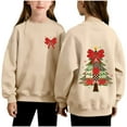 thumbnail image 2 of Sudadera sin capucha para niños, con estampado navideño, cuello redondo, manga larga, forro polar, para niños de talla mediana a grande, blusa de poliéster para niños., 2 of 7