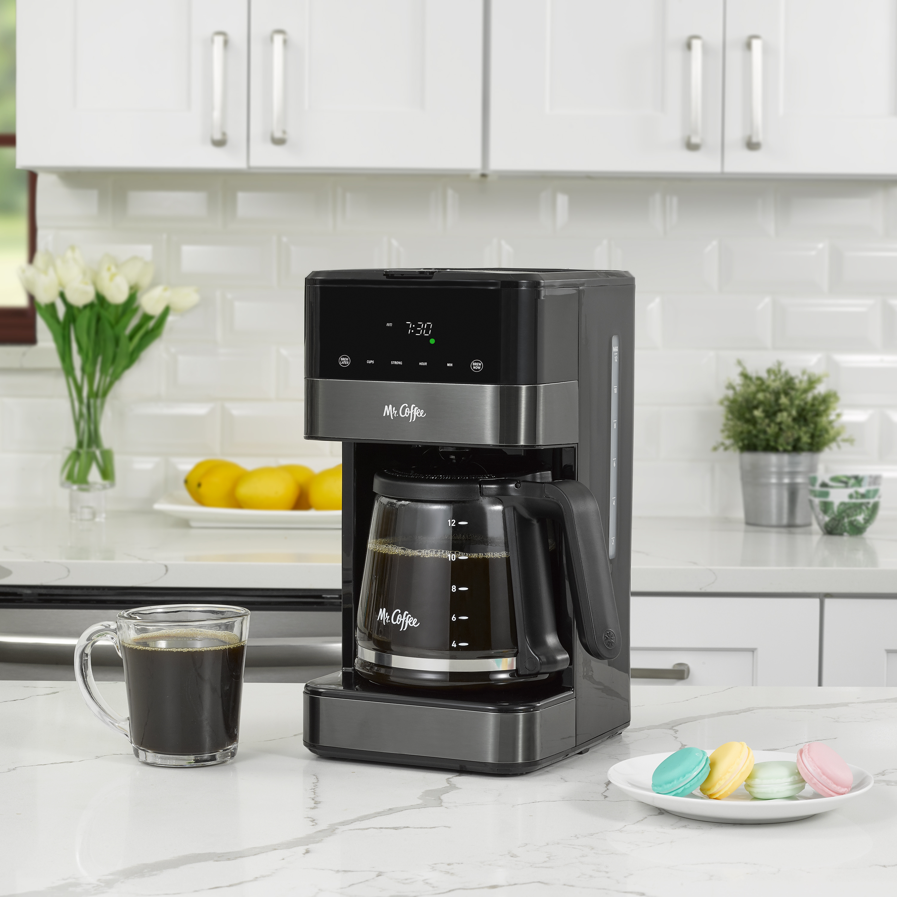 Mr. Coffee 12 Cup Programmable Coffee Maker, LED Touch Display, Black Stainless - image 5 of 9