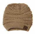 thumbnail image 2 of Metallic Gold Thick Knit Soft Stretch Beanie Cap, 2 of 3