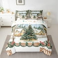 thumbnail image 2 of Manfei Dreamy Christmas Festival Bedding Comforter Set 7 Pieces for Kids, Glitter Xmas Tree Full Bedding Set, Fairy Tale Cabin Reversible Fitted Sheet Flat Sheet, Luxury Bedroom Decor, 2 of 7