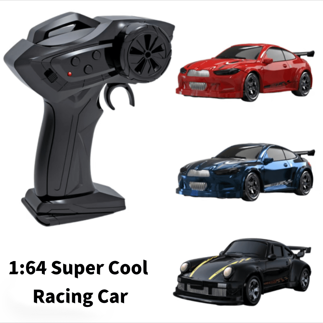 1/64 Scale 2.4G High Speed Drift RC Car, Remote Control Drift 4WD Mini Lights System, Desktop Drift Car for Adults (Red)
