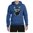 thumbnail image 2 of DJ Kitty Cat with Headphones | Mens Cat Lover Hooded Sweatshirt Graphic Hoodie, Vintage Heather Blue, X-Large, 2 of 3