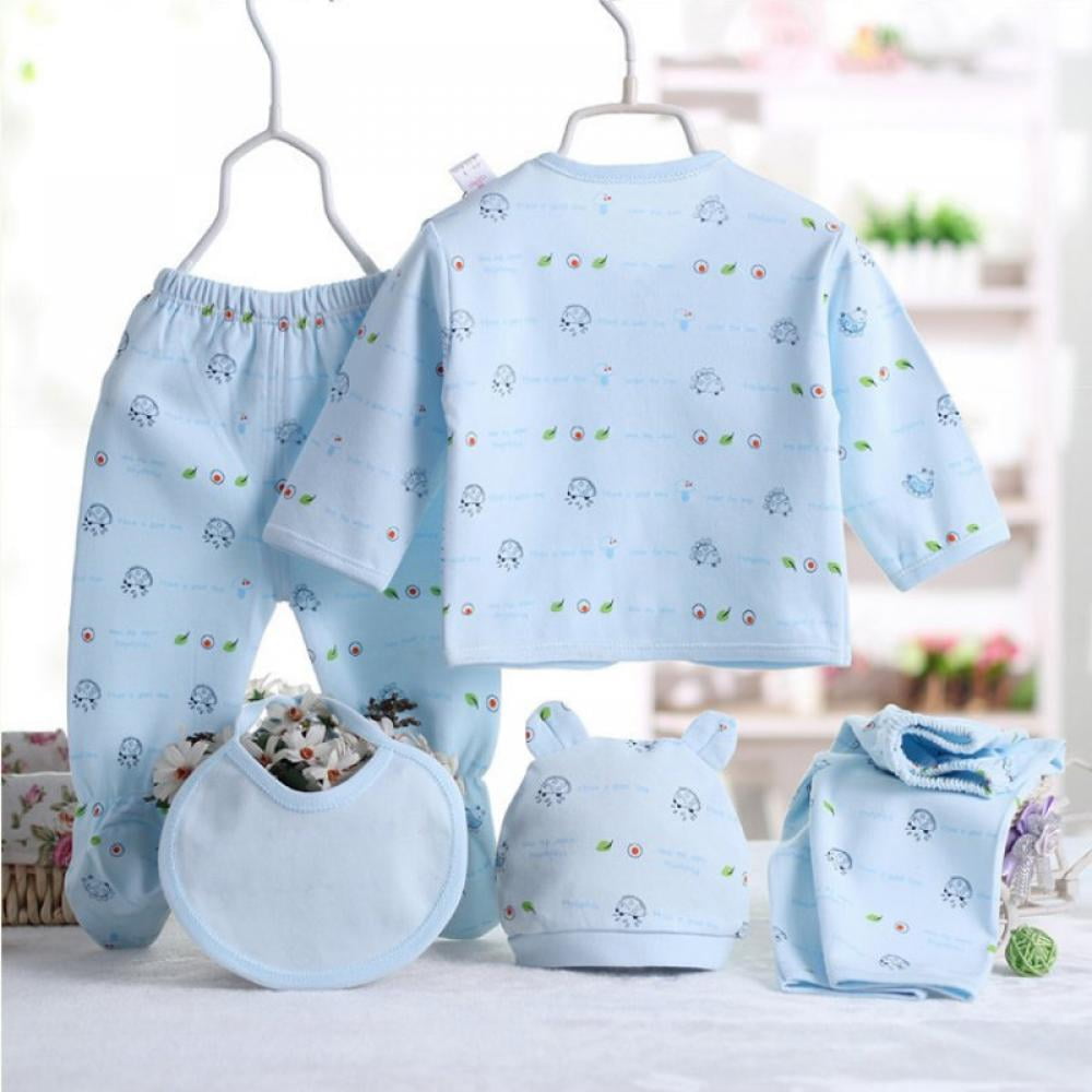 5pcs set Infant Unisex Clothing Suit 100% Cotton 0-3m UK- Newborn Baby Set 