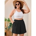 thumbnail image 2 of SHOWMALL Shorts for Women's Plus Size Summer Casual Elastic High Waist Wide Leg Beach Shorts with Pockets Black 5X, 2 of 10