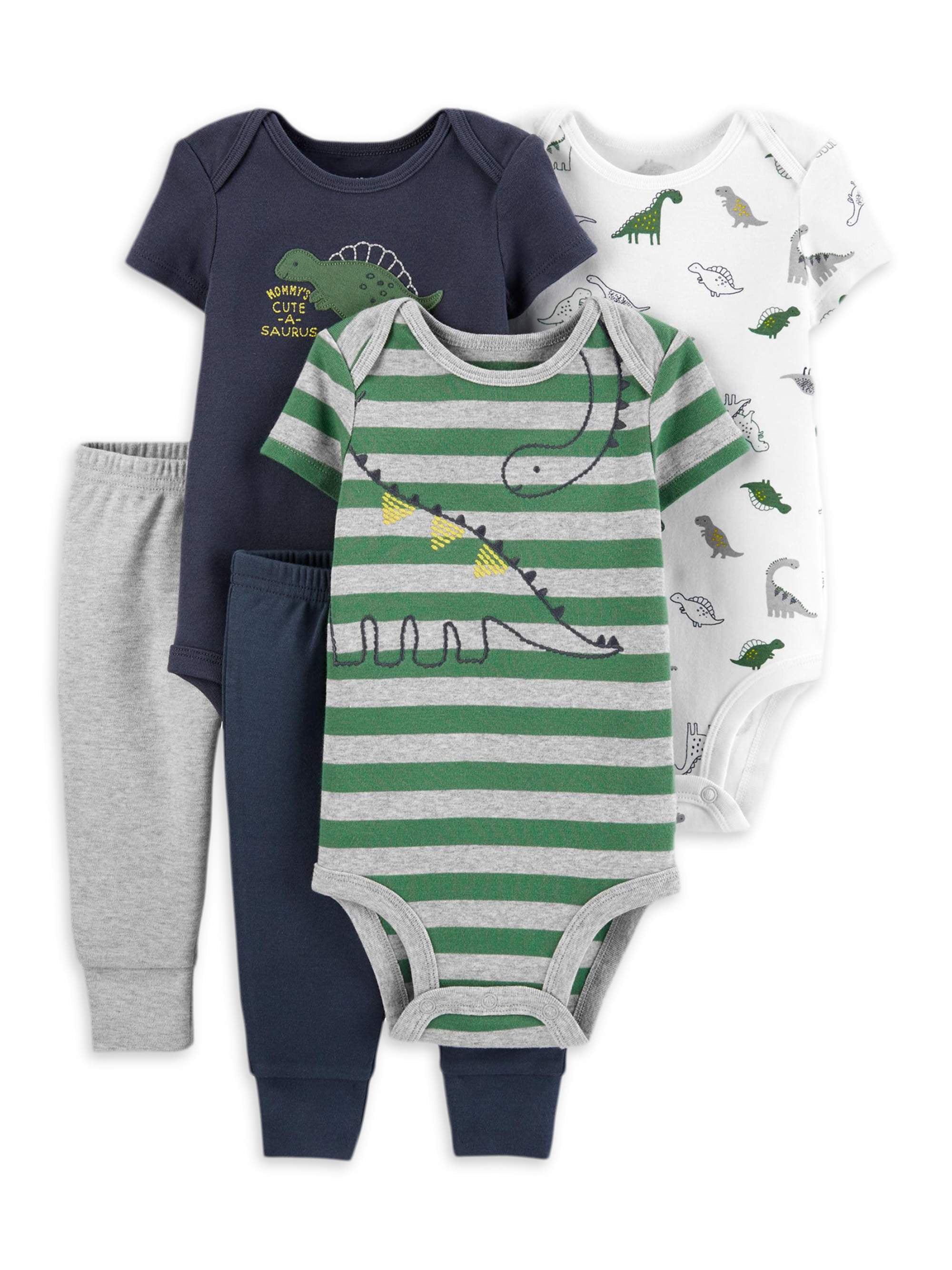 Carter's Child of Mine Baby Boy Bodysuits & Pants Outfit Set, 5-Piece, Preemie-18 Months