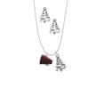 thumbnail image 2 of Delight Jewelry Silvertone Small Maroon Megaphone Silver tone Zig Zag Christmas Tree Charm Necklace and Stud Earrings, 2 of 4