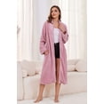 thumbnail image 4 of Heartnice Women Plush Zipper Robe, Long Fleece House Coat Nightgown with Pockets Solid Bathrobe （Light Pink, L/XL）, 4 of 5