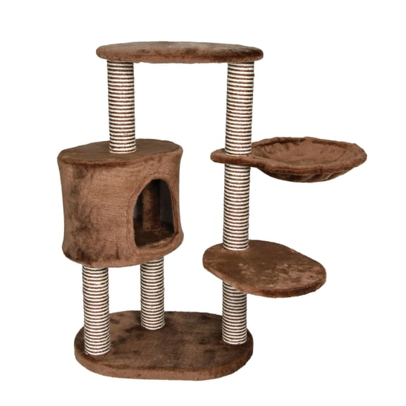 TRIXIE Moriles Plush & Sisal 3-Level 39" Cat Tree with Scratching Posts & Condo, Brown