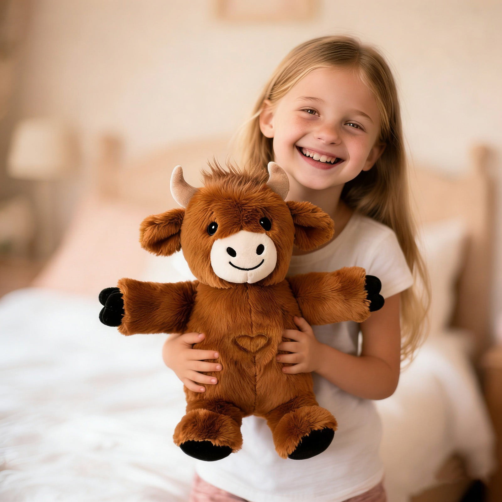 Highland Cow Plush Baby Sleep Soother - Heartbeat Stuffed Animal with Calming Light, White Noise, Shush, and Mother's Heartbeat for Newborns, Boys & Girls