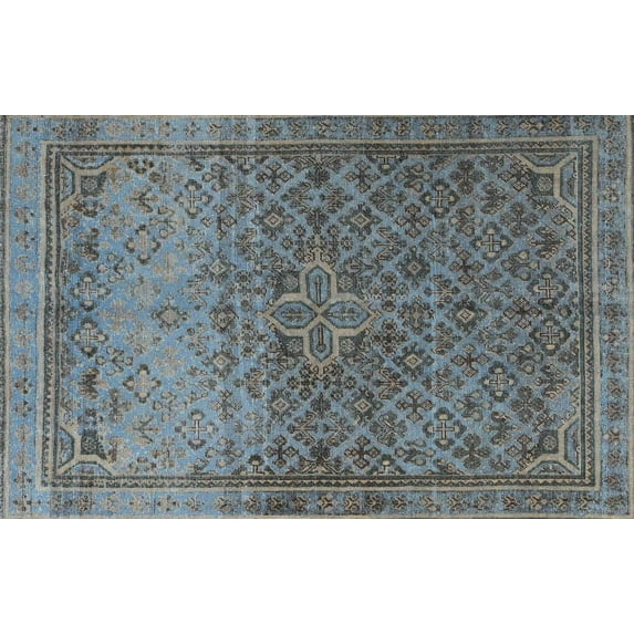 Ahgly Company Machine Washable Indoor Rectangle Traditional Roman Silver Gray Area Rugs, 3' x 5'