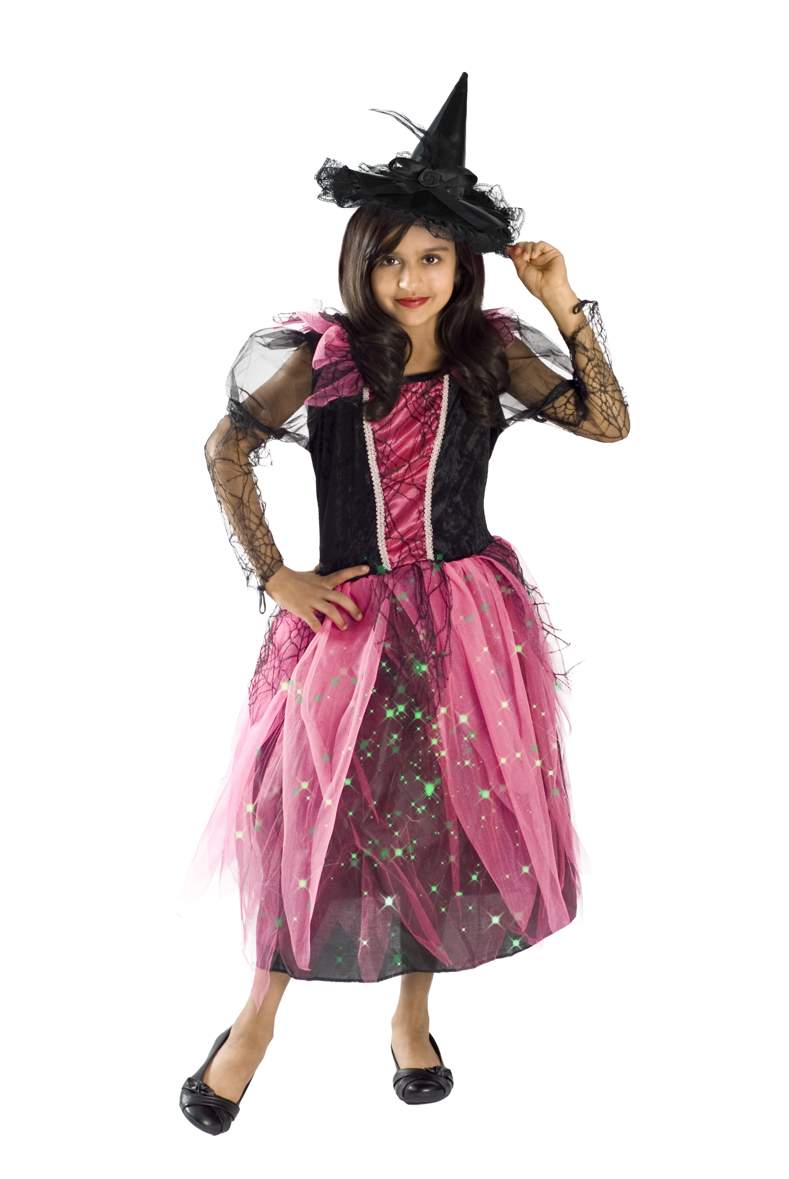 BUBBLE GUM PINK WITCH w/ Hat Size XS SM MED Child Halloween Costume Fancy Dress 