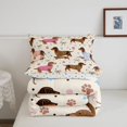 thumbnail image 5 of Homewish Lovely Dachshund Dog Queen Comforter Set,Kawaii Paw Prints Comforter Sets Queen,Beige,Stars Bow Decor,Polkadot Reversible,3-Piece,1 Comforter and 2 Pillowcases, 5 of 7