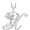 White, variant on 14K White Gold Finish Round Cut White Diamond 925 Sterling Silver Diamond Cute Elf Angele With X Initial Letter Pendant Necklace for Women