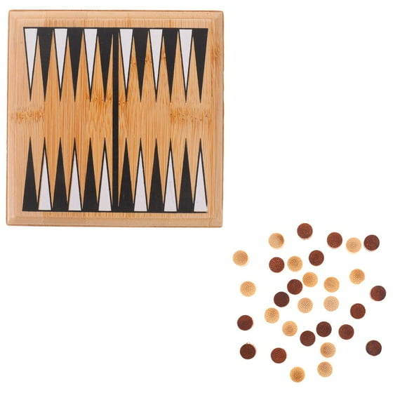 HLONK Mini Backgammon Strategic Board Game Toys Portable Small Chess Childrens Bamboo Desktop Travel