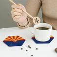 thumbnail image 5 of Arizona Flag Leather Drink Coasters for Drinks (6 Pack) for Tabletop Protection Hexagon, 5 of 6