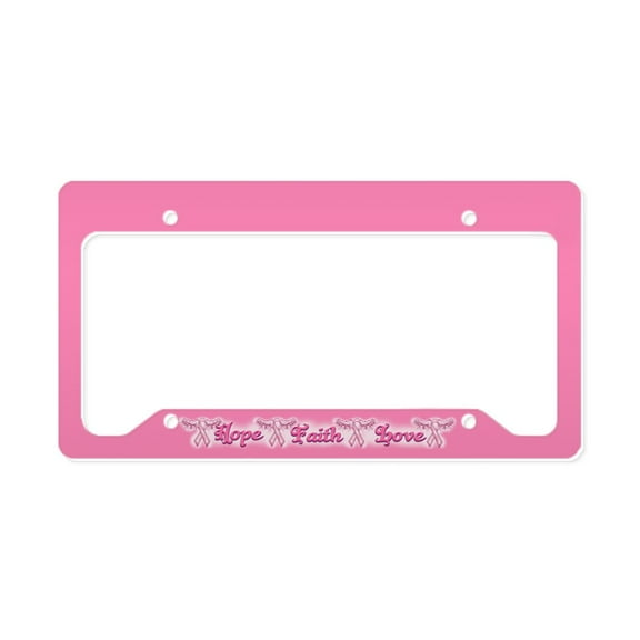 CafePress - Breast Cancer Ribbons Wings License Plate Holder - Aluminum License Plate Frame, License Tag Holder
