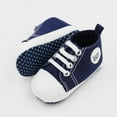 thumbnail image 2 of Baby Girls Boys Shoes Soft Anti-Slip Sole Newborn First Walkers Star High Top Canvas Denim Unisex Infant Sneaker, 2 of 4