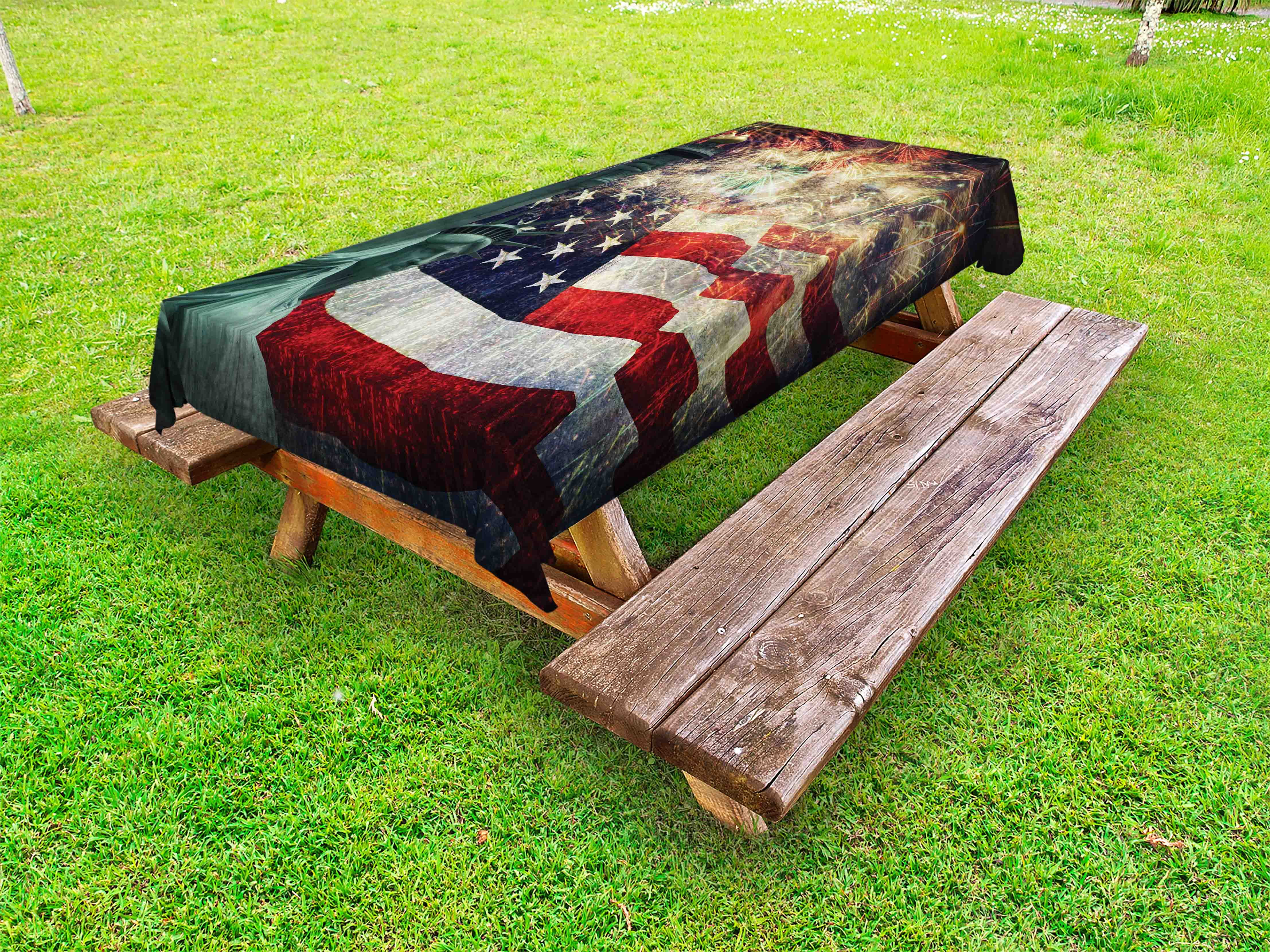 American Flag Outdoor Tablecloth, Composite Photo of States Idols with
