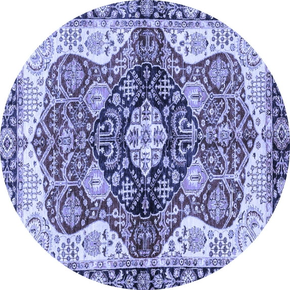 Ahgly Company Machine Washable Indoor Round Persian Blue Traditional Area Rugs, 8' Round