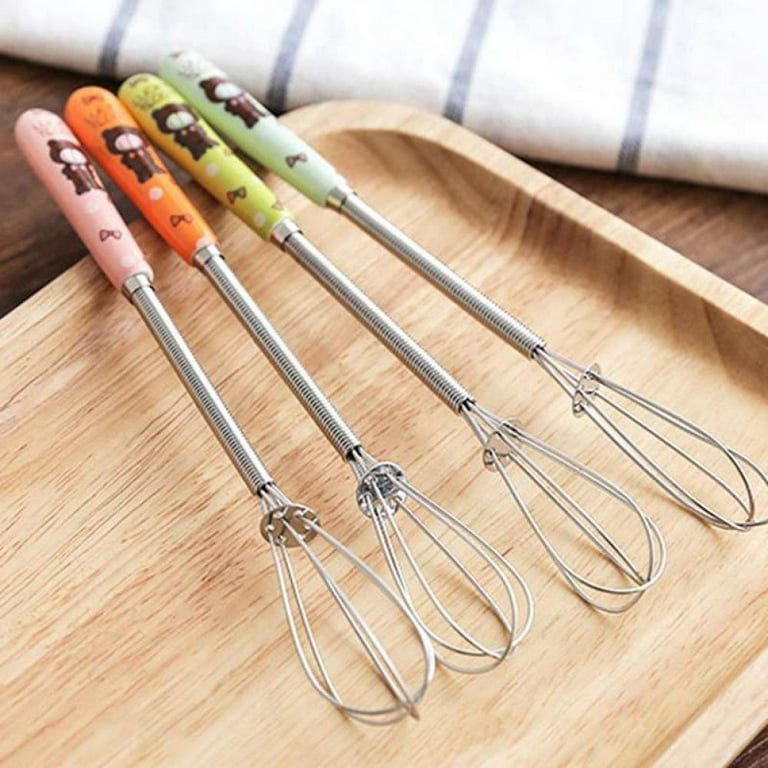 Cute Cartoon Ceramic Handle Stainless Steel Manual Whisk Small Cake Biscuit  Baking Mixer Whisk 