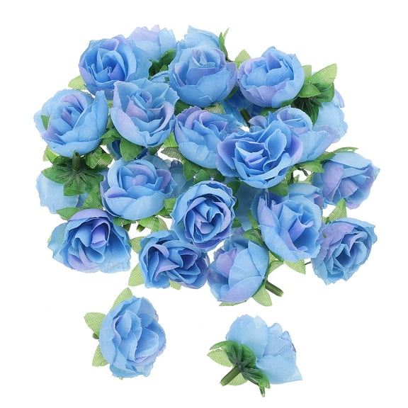 Uxcell Mini Rose Artificial Flowers Bulk 1.2 Inch, Silk Cloth Small Fake Flower Heads, Dark Blue 50 Pcs