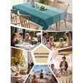thumbnail image 5 of Teal Ombre Table Cloth, Farmhouse Vintage Wooden Striped Waterproof Tablecloth for Square Tables, Reusable Washable Fabric Table Cover for Restaurant Kitchen Dining Tables 60"x60", 5 of 6