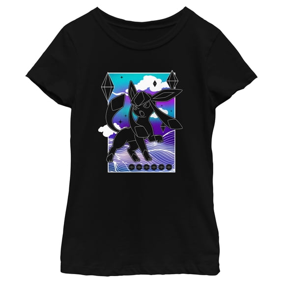 Girl's Pokemon Glaceon Neon Light Graphic T-Shirt