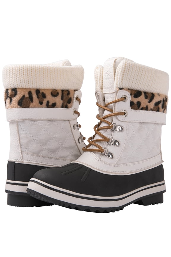 GLOBALWIN Snow Boots For Women White Women's Winter Boots 7.5M