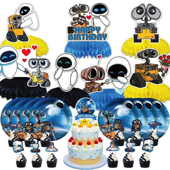 Wall E Party Supplies Decor Plates Fans Decorations Honeycomb Centerpieces Cake Toppers