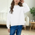 thumbnail image 4 of Fancifize Kids Crew Neck Sweatshirt Long Sleeve Solid Color Pullover Top School Uniform Outfits Fall Workout Clothes for Girls Boys, 4 of 5