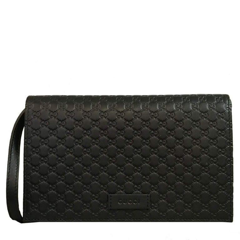 Gucci Microguccissima GG Logo Black Leather Wallet Crossbody Handbag