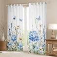 thumbnail image 2 of Erosebridal Flying Blue Butterflies Black Out Curtains For Girls,Teens Floral Daisy Flowers Curtains Pack of 2 (42x63 Each), 2 of 6
