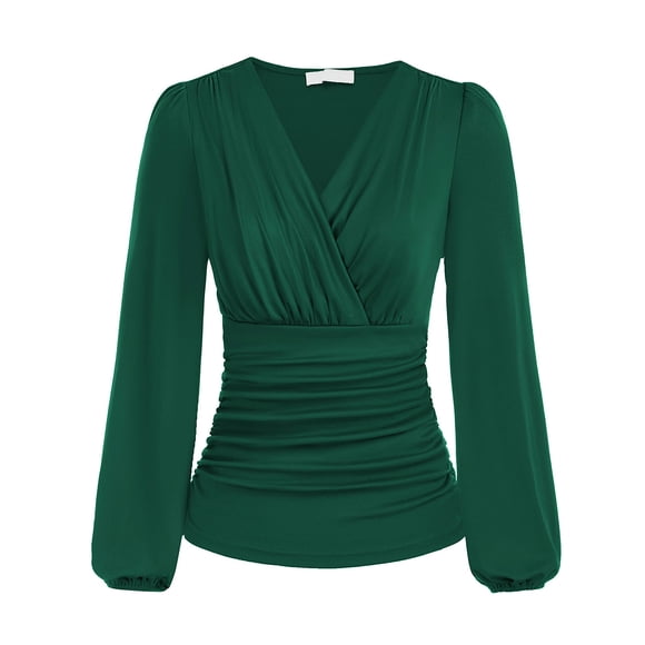 Blusa cruzada con escote en V profundo, blusa cruzada con escote en V profundo para mujer, blusa cruzada con cuello en V, confiable y duradera