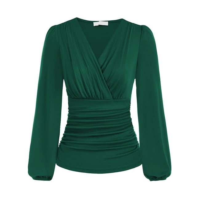 Blusa cruzada con escote en V profundo, blusa cruzada con escote en V profundo para mujer, blusa cruzada con cuello en V, confiable y duradera