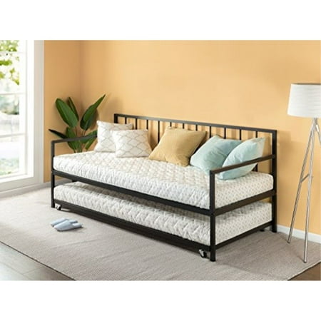 Zinus Eden Twin Daybed and Trundle Set / Premium Steel Slat Support / Daybed and Roll Out Trundle Accommodate Twin Size Mattresses Sold Separately