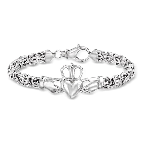 Ross-Simons Sterling Silver Byzantine Claddagh Bracelet, Women's, Adult