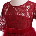 thumbnail image 4 of Diufon Elegant Lace Dress for Girls Long Sleeve Birthday Party Wedding Princess Dress Toddler Kids Gown Dress, 4 of 5